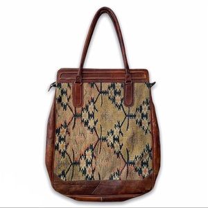 Vintage Leather & Kilim Rug Tote Bag